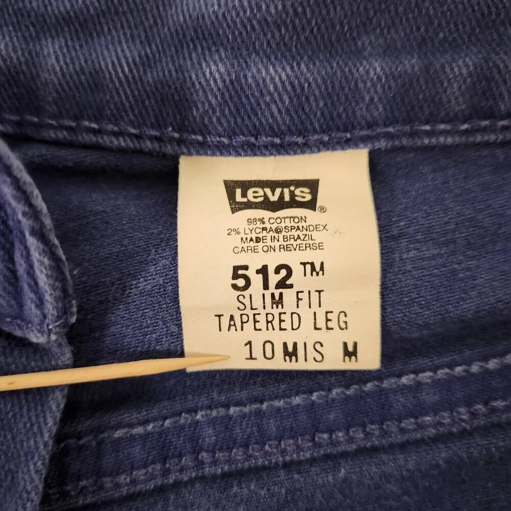 Levis 512 Jeans Vintage‎ Slim Fit Tapered 90s Y2K Blue Indigo Womens 10M 29x30